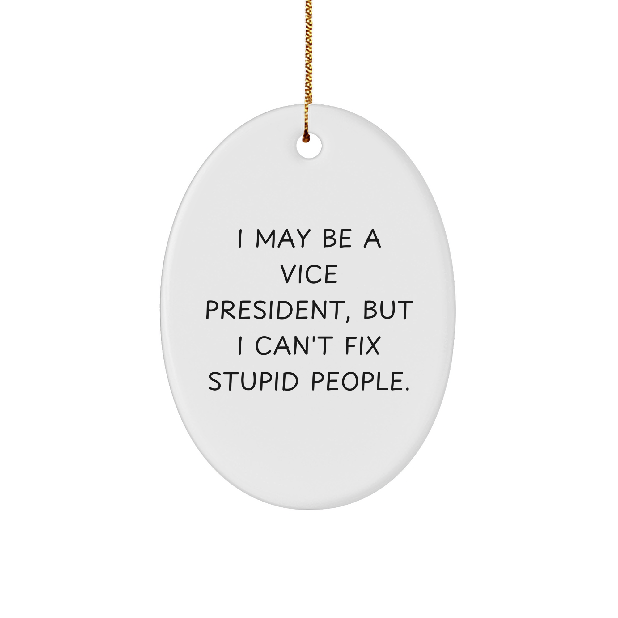 Funny Vice President Oval Ornament Gifts from Friends and Family - I May Be A Vice President But I Can't Fix Stupid People. - Unique Christmas Unique Gifts - Image 1