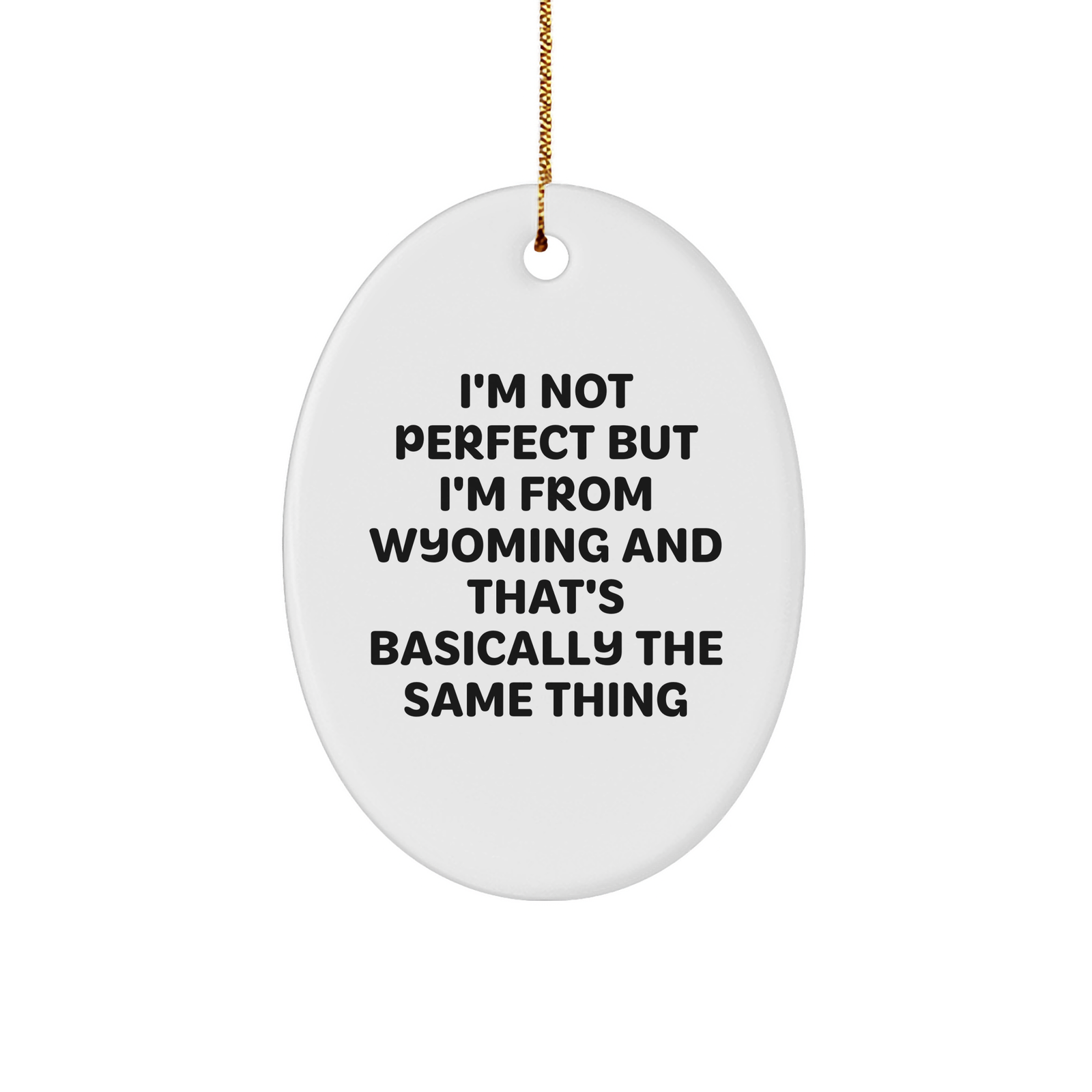Wyoming Oval Ornament Gifts from Friends for Men and Women Christmas Greeting I'm Not Perfect But I'm From Wyoming And That's Basically The Same Thing Funny - Image 1