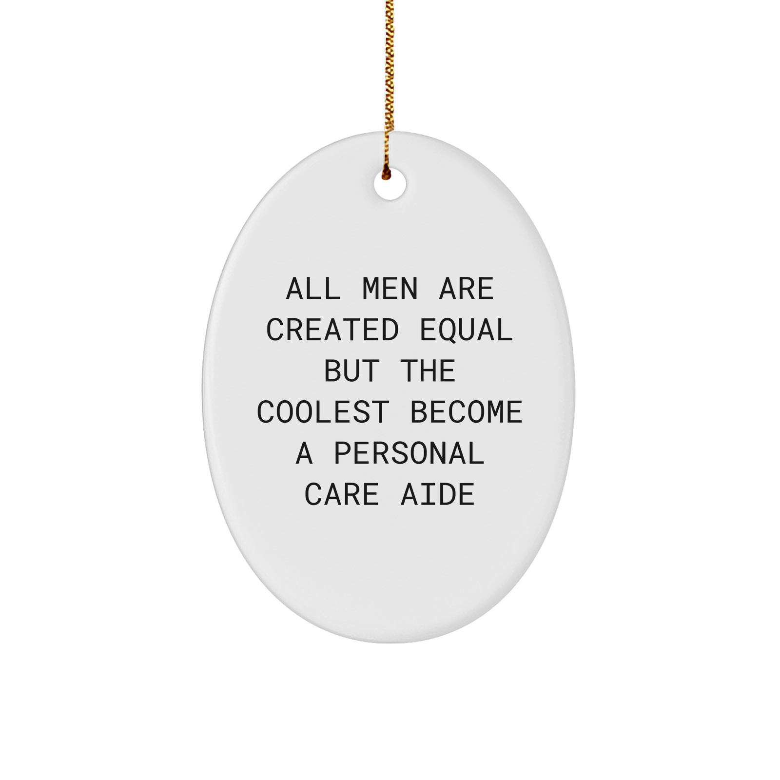 Personal Care Aide Oval Ornament Christmas Unique Gift from Men to Friends 'All Men Are Created Equal But The Coolest Become A Personal Care Aide' Gifts for Personal Care Aide - Image 1