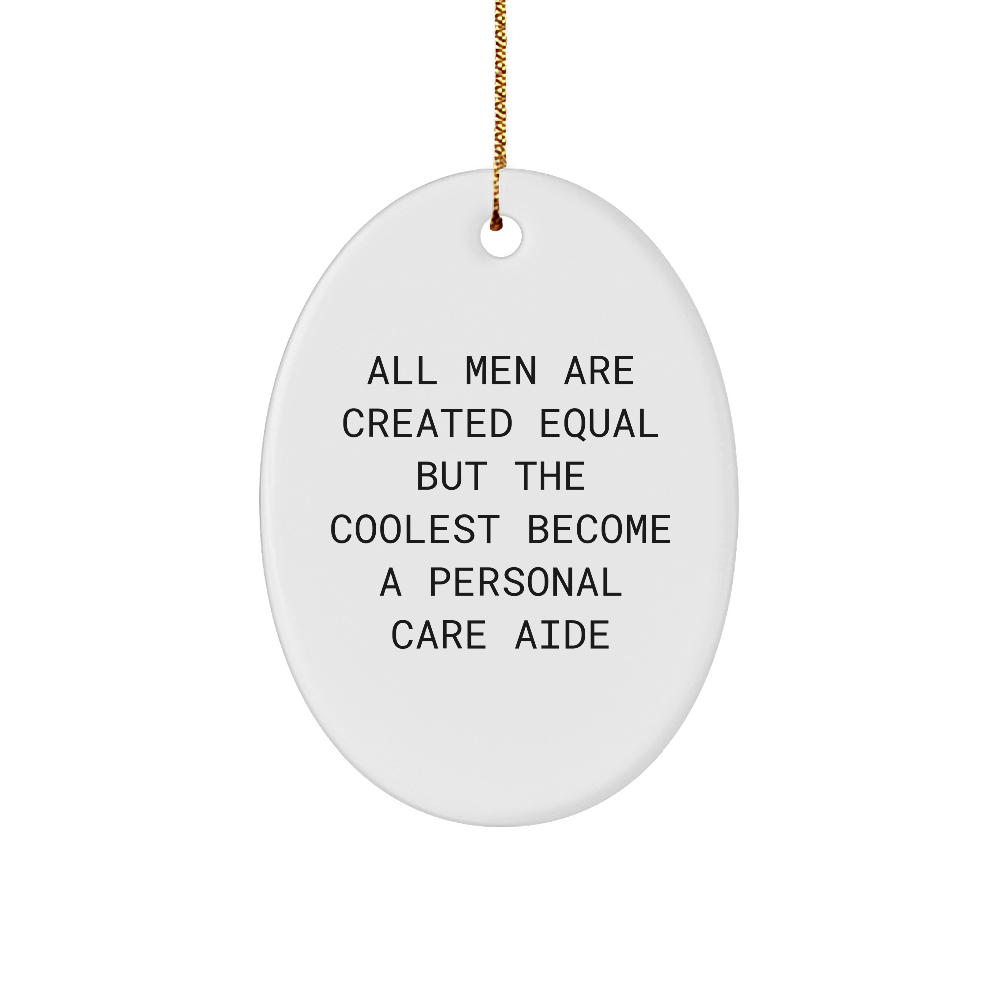 Personal Care Aide Oval Ornament Christmas Unique Gift from Men to Friends 'All Men Are Created Equal But The Coolest Become A Personal Care Aide' Gifts for Personal Care Aide - Image 1