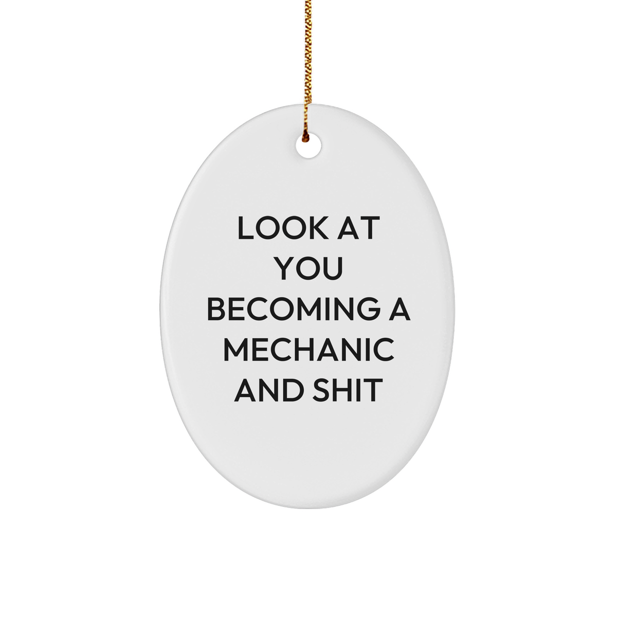 Funny Mechanic Oval Ornament Gifts from Friends for Mechanic, &#39;Look At You Becoming A Mechanic And Shit&#39; Christmas Unique Presents - Image 1