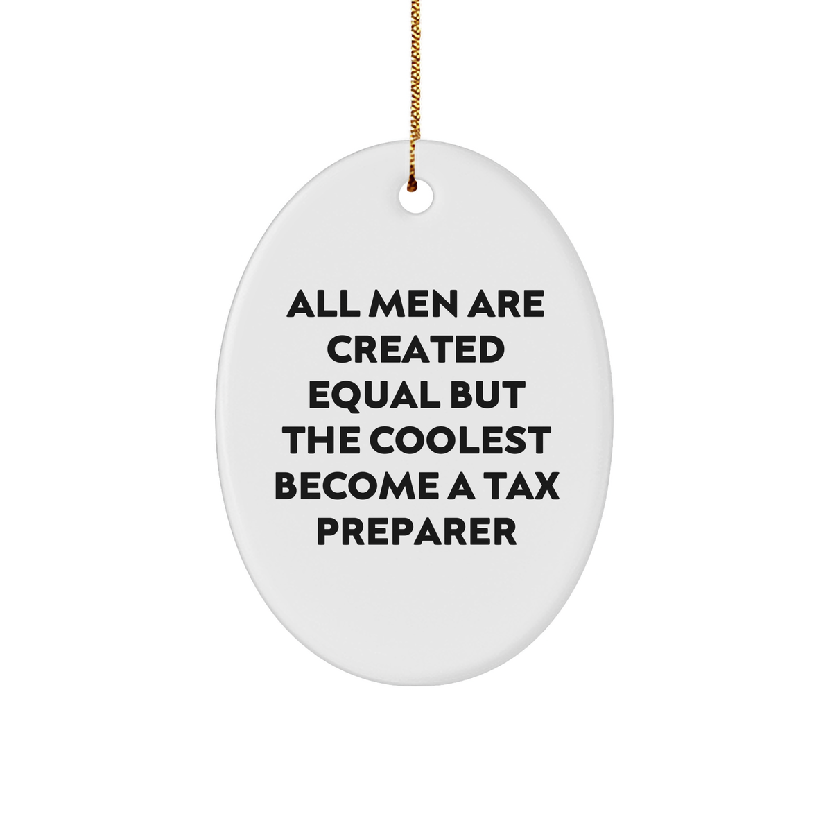 Tax Preparer Gifts from Friends, Funny Oval Ornament, &#39;All Men Are Created Equal But The Coolest Become A Tax Preparer&#39; Christmas Unique Gifts for Men - Image 1