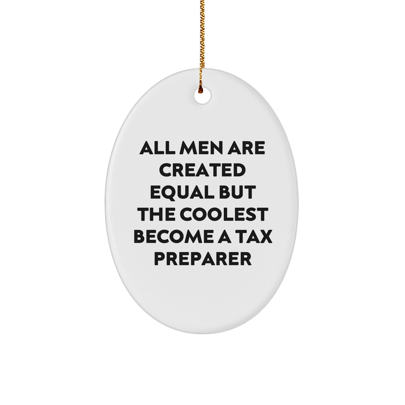 Tax Preparer Gifts from Friends, Funny Oval Ornament, 'All Men Are Created Equal But The Coolest Become A Tax Preparer' Christmas Unique Gifts for Men - Image 1