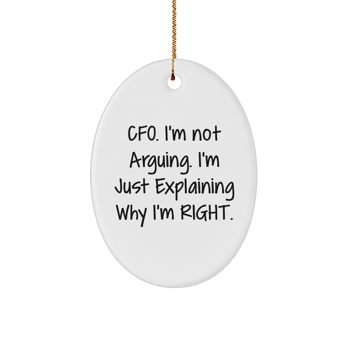CFO Gifts from Friends and Family - Oval Ornament with Humorous Quote for Christmas - Image 1