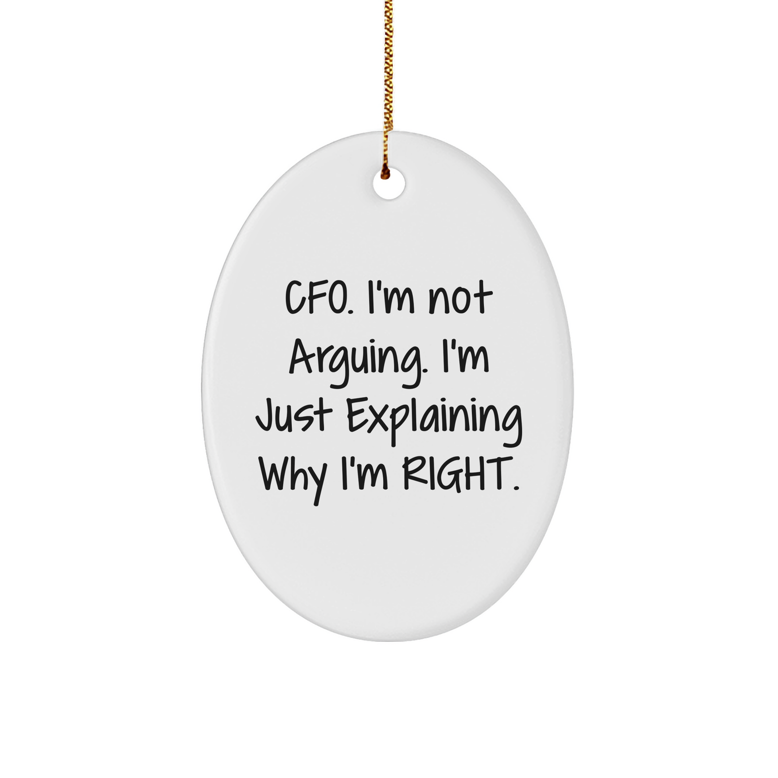 CFO Gifts from Friends and Family - Oval Ornament with Humorous Quote for Christmas - Image 1