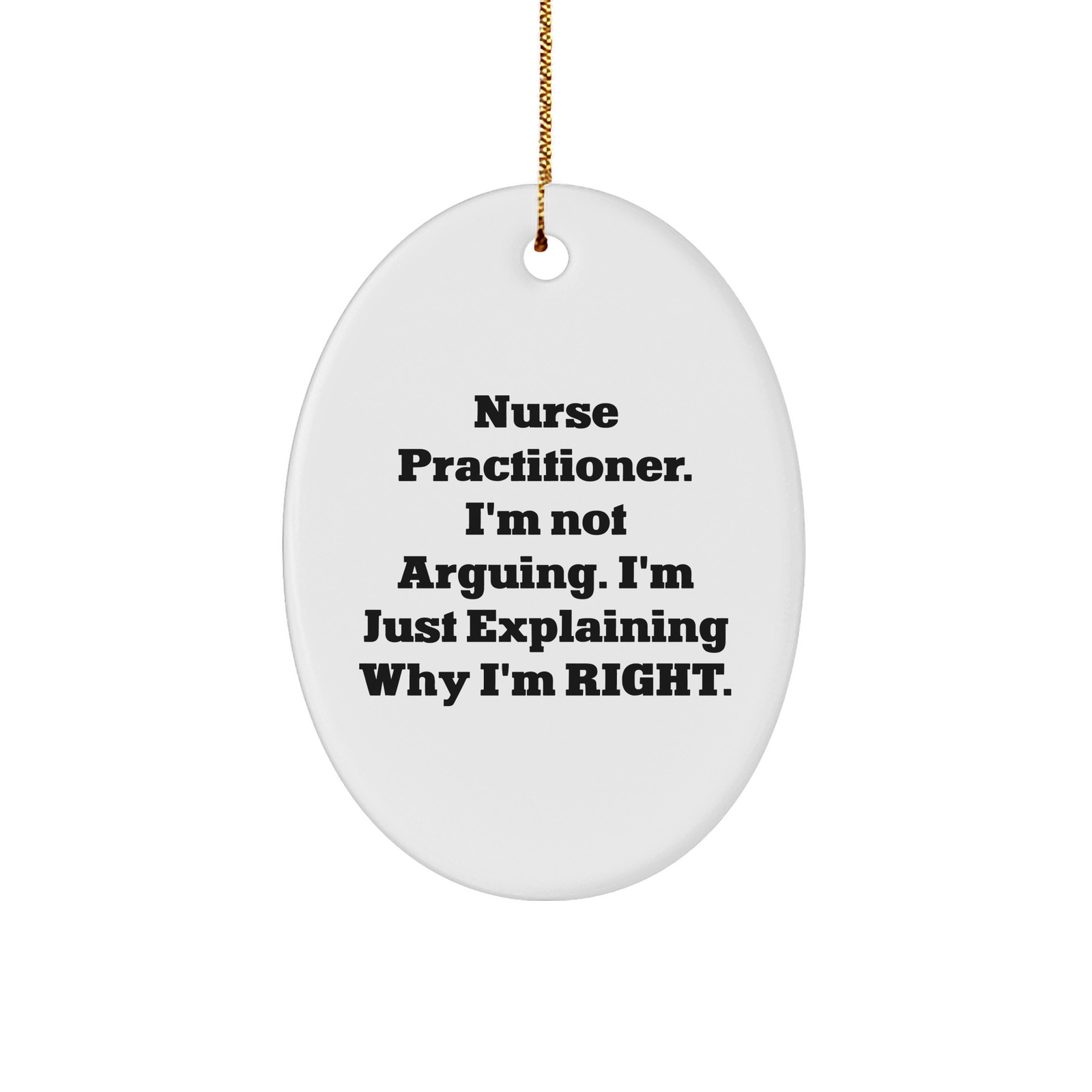 Nurse Practitioner Gifts - Funny Sarcasm Nurse Practitioner Sturdy MDF Oval Ornament with Quote - Christmas Unique Gifts for Nurse Practitioner from Patient to Nurse Practitioner - Image 1