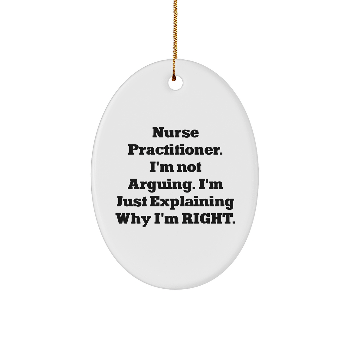 Nurse Practitioner Gifts - Funny Sarcasm Nurse Practitioner Sturdy MDF Oval Ornament with Quote - Christmas Unique Gifts for Nurse Practitioner from Patient to Nurse Practitioner - Image 1