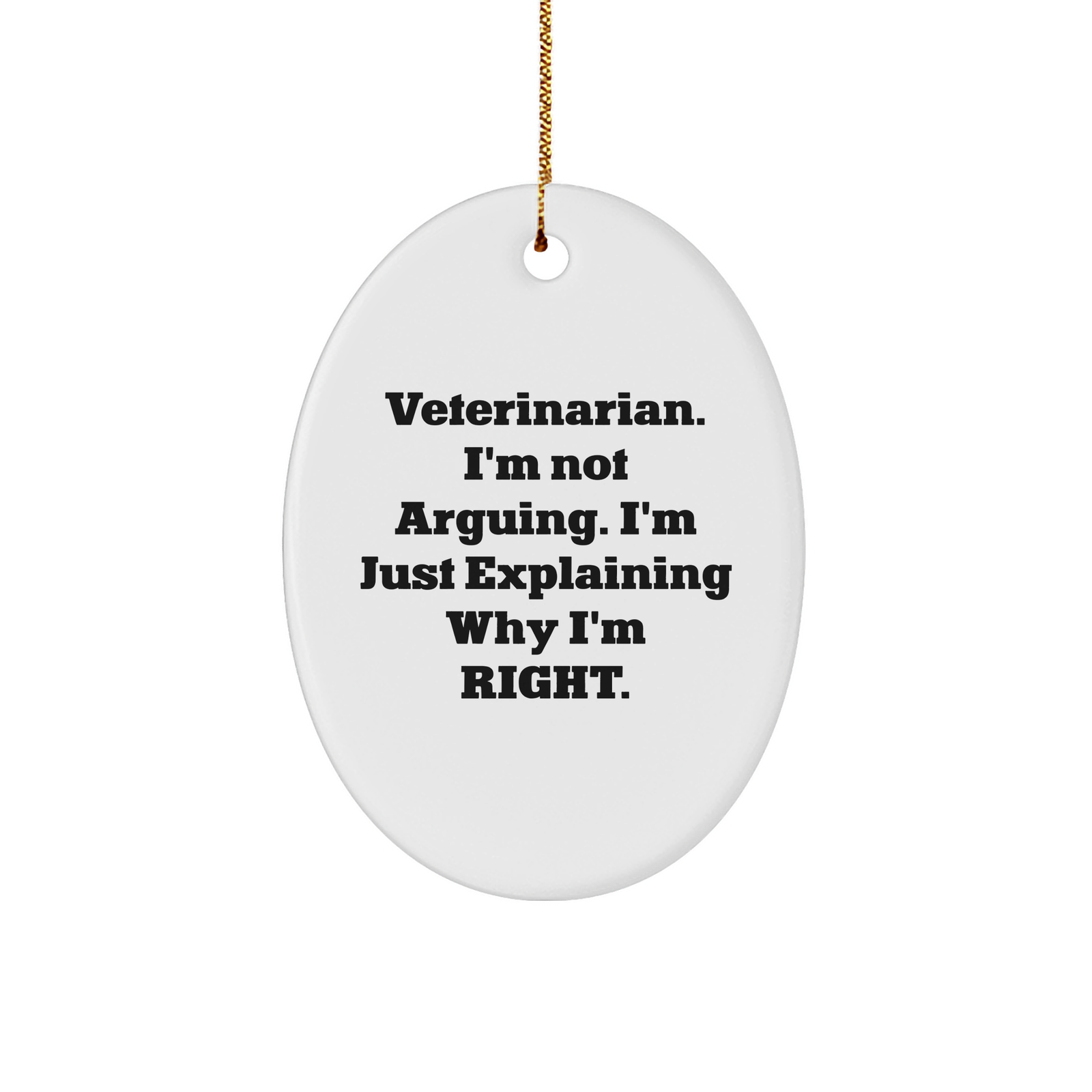 Cute Veterinarian Sturdy MDF Ornament | Funny Gifts for Veterinarian | Gifts from Santa | Christmas Unique Gifts for Veterinarians | Veterinarian Not Arguing Right - Image 1