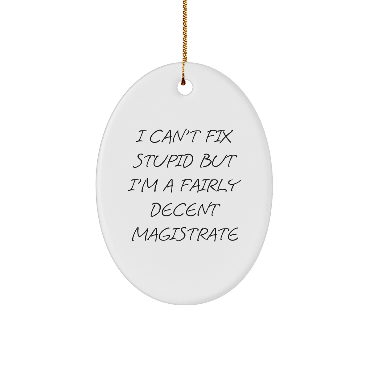 Magistrate Gifts, Oval Ornament, I Can't Fix Stupid But I'm A Fairly Decent Magistrate, Christmas Unique Gift, Gifts from Friends, Gifts for Magistrate - Image 1