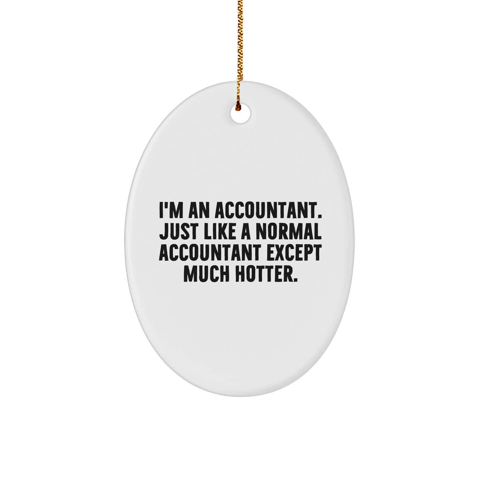Funny Accountant Gifts: 'I'm An Accountant. Just Like A Normal Accountant Except Much Hotter.' Oval Ornament for Christmas, Gifts from Friends, Family, or Coworkers for Accountants, Men, or Women - Image 1