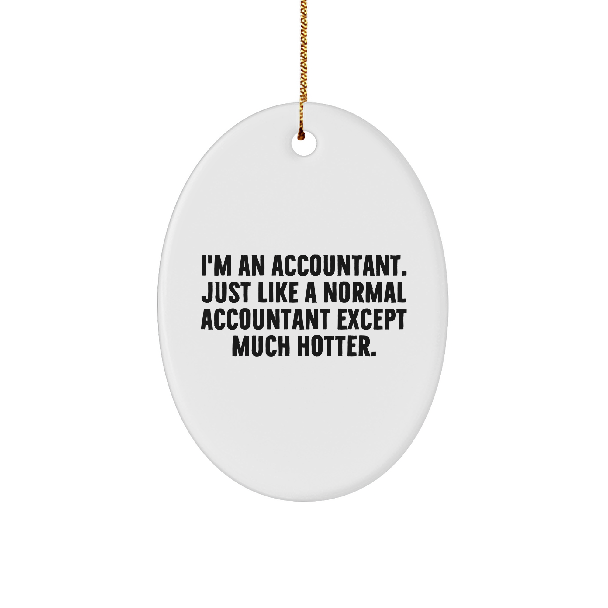 Funny Accountant Gifts: 'I'm An Accountant. Just Like A Normal Accountant Except Much Hotter.' Oval Ornament for Christmas, Gifts from Friends, Family, or Coworkers for Accountants, Men, or Women - Image 1