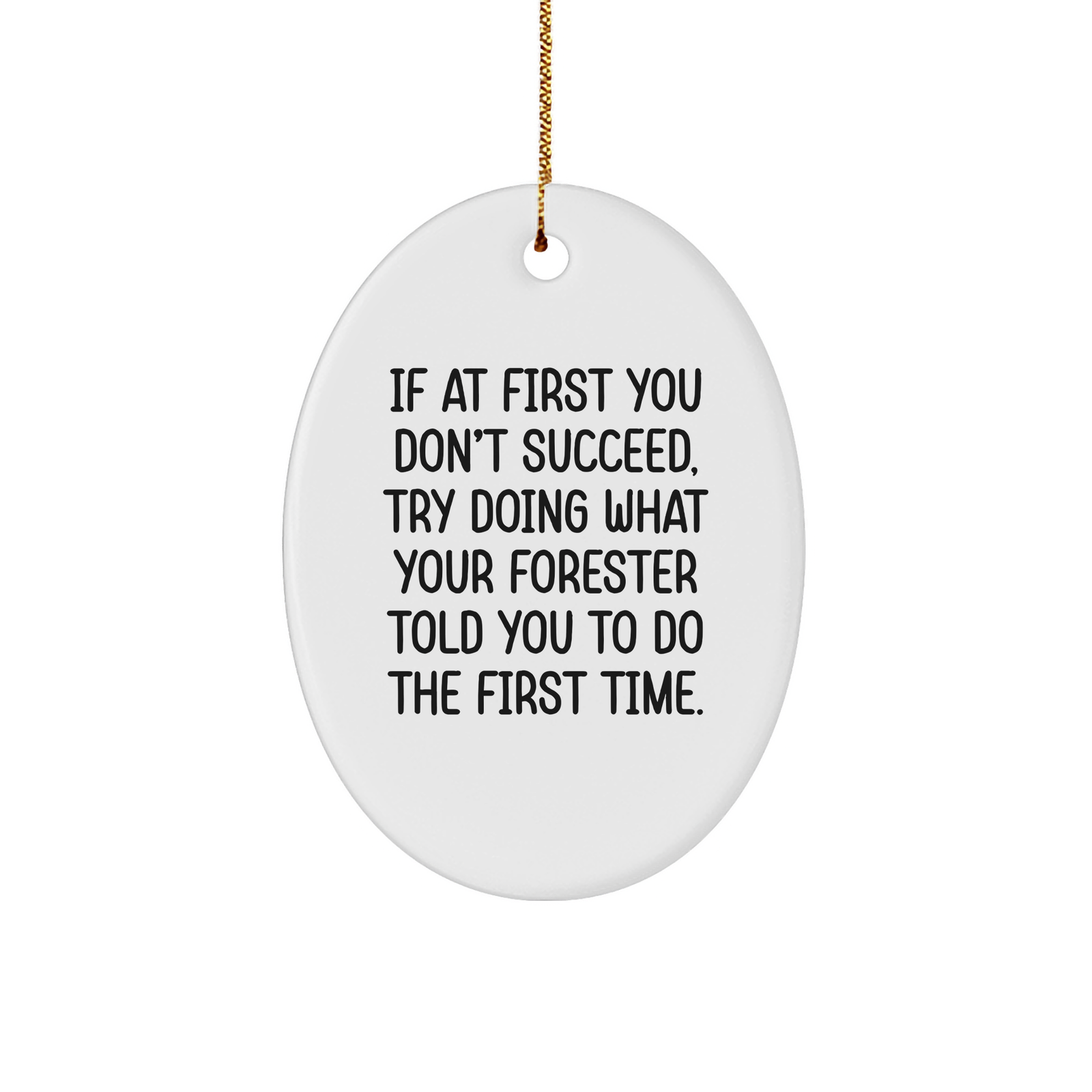 Forester Oval Ornament Gifts from Family Friends with Funny Quote If At First You Don't Succeed, Try Doing What Your Forester Told You To Do The First Time. Oval Ornament for Christmas - Image 1
