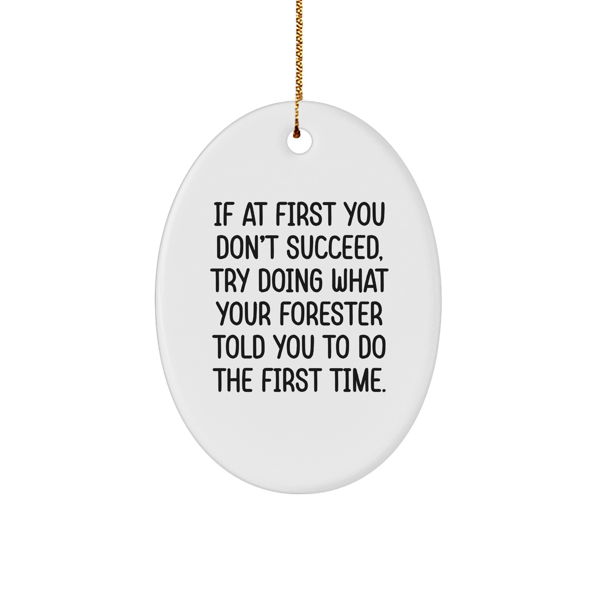 Forester Oval Ornament Gifts from Family Friends with Funny Quote If At First You Don't Succeed, Try Doing What Your Forester Told You To Do The First Time. Oval Ornament for Christmas - Image 1