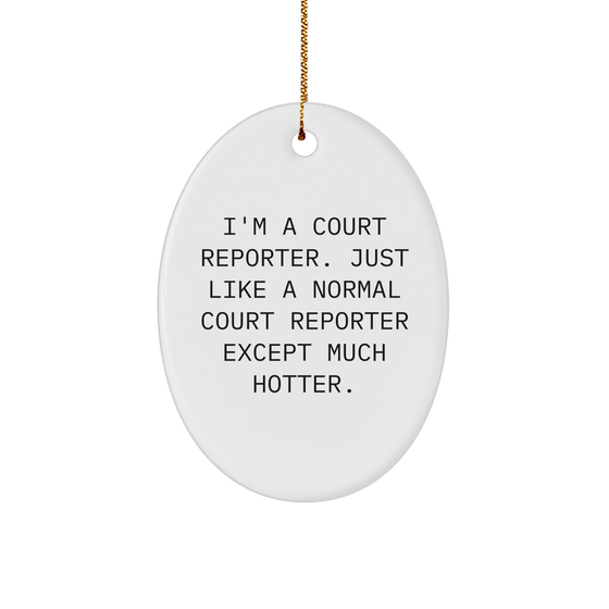 Court Reporter Gifts, Funny Oval Ornament, Gifts from Friends, Court Reporter Inspired Christmas Unique Gift for Court Reporters and Friends - Hotter than Normal, Durable MDF with High-Gloss Finish - Image 1