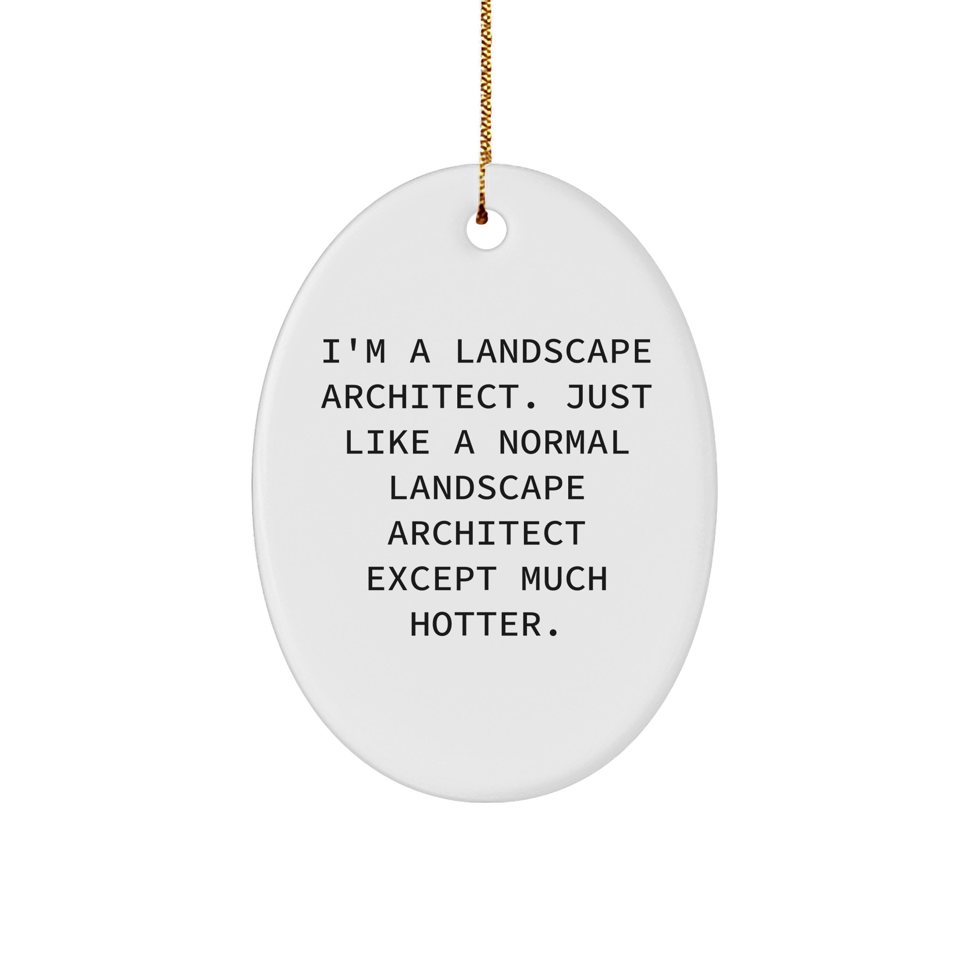 Landscape Architect Gifts from Friends and Family - Funny Oval Ornament for Christmas, I'm A Landscape Architect. Just Like A Normal Landscape Architect Except Much Hotter. - Image 1