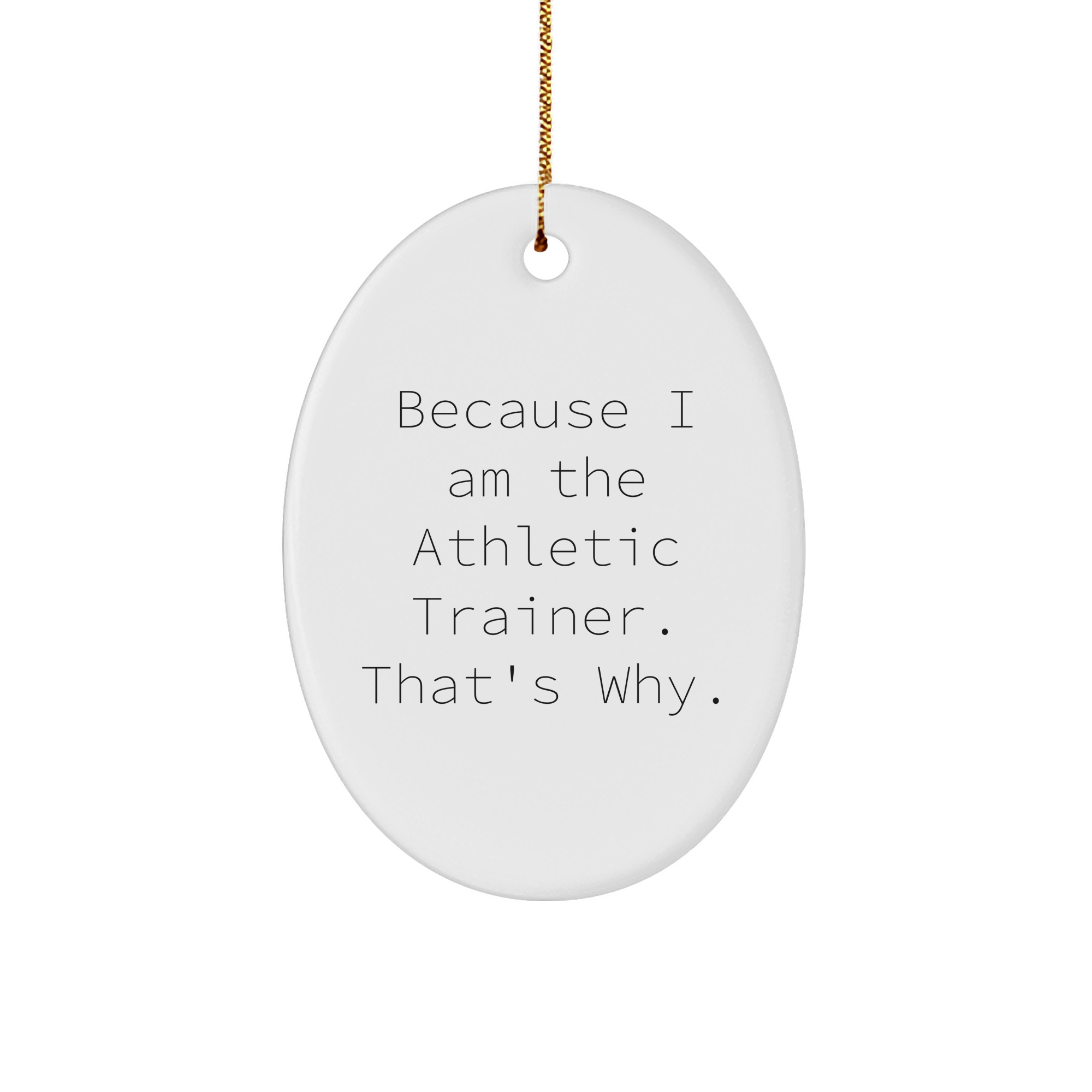 Athletic Trainer Gifts from Friends, Because I Am The, Oval Ornament for Christmas - Unique Gifts for Men, Women, Family - Image 1