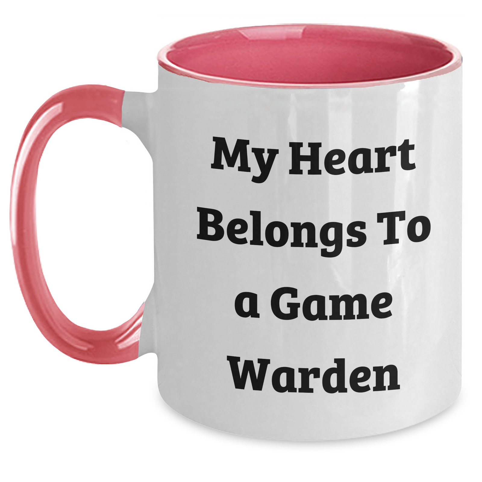Funny Game Warden Gifts, Two Tone Coffee Mug, My Heart Belongs To A Game Warden, Gifts from Men to Game Wardens for Father's Day - Main