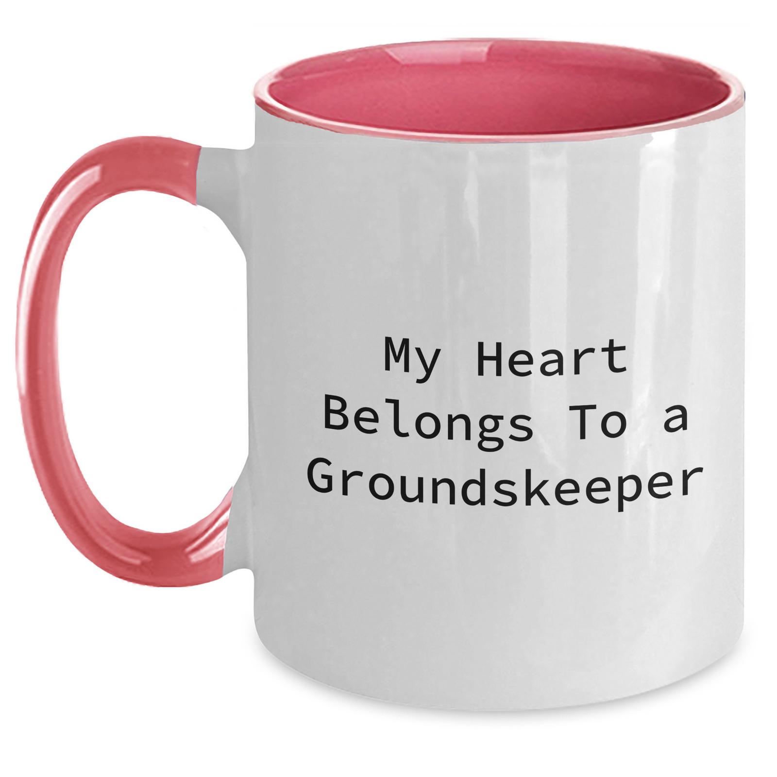 Funny groundskeeper Gifts, Two Tone Coffee Mug with My Heart Belongs To A groundskeeper Quote, Ideal Gifts from Men to groundskeeper Dad for Father's Day - Main