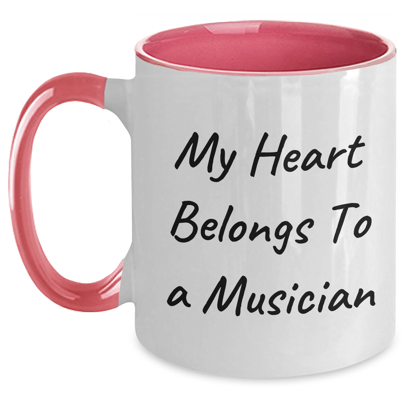 Funny Musician Gifts from Mom - My Heart Belongs To A Musician Two Tone Coffee Mug for Musician, Unique Mother's Day Unique Gifts for Friends - Main