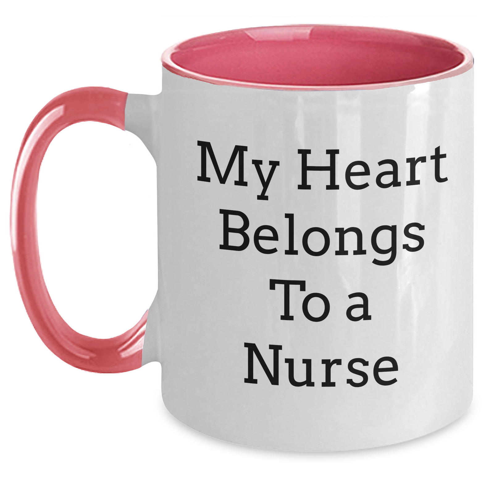 Funny Nurse Gifts from Family, Unique Two Tone Coffee Mug for Men, 'My Heart Belongs To A Nurse' Inspiration, Father's Day Unique Gifts - Main