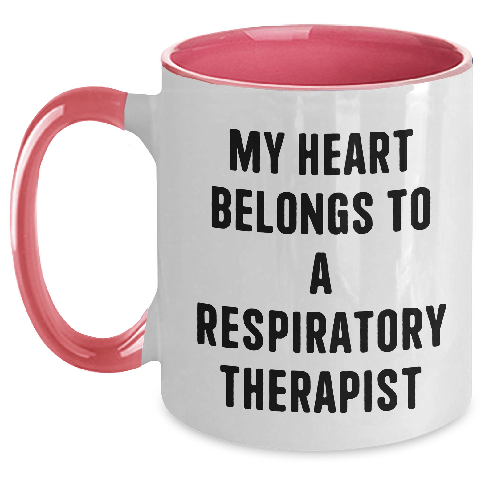 Funny Respiratory Therapist Gifts from Friends, Coworkers, Family - My Heart Belongs To A Respiratory Therapist Two Tone Coffee Mug for Him, Her, Men, Women, Father's Day Unique Gifts - Main