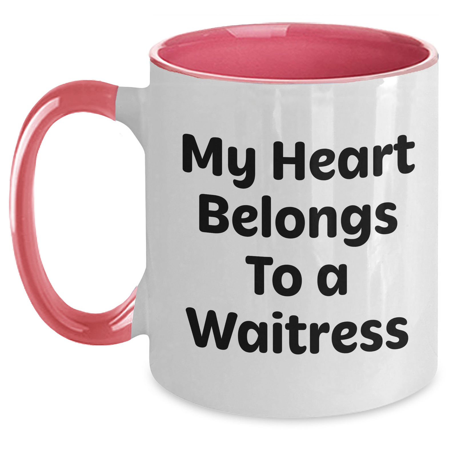 Funny Waitress Gifts from Men to Women, My Heart Belongs To A Waitress Two Tone Coffee Mugs for Father's Day Unique Gifts to Waitress, 11oz Ceramic Microwave Dishwasher Safe - Main