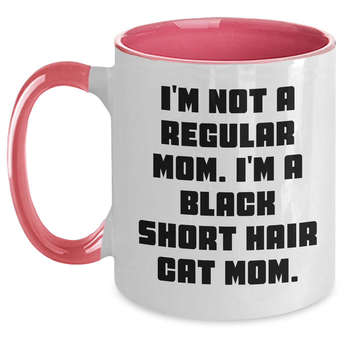 Funny Black Short Hair Cat Mom Gifts for Men from Women - Two Tone Coffee Mug, Black and White, Red and White, Navy and White, Pink and White - Main