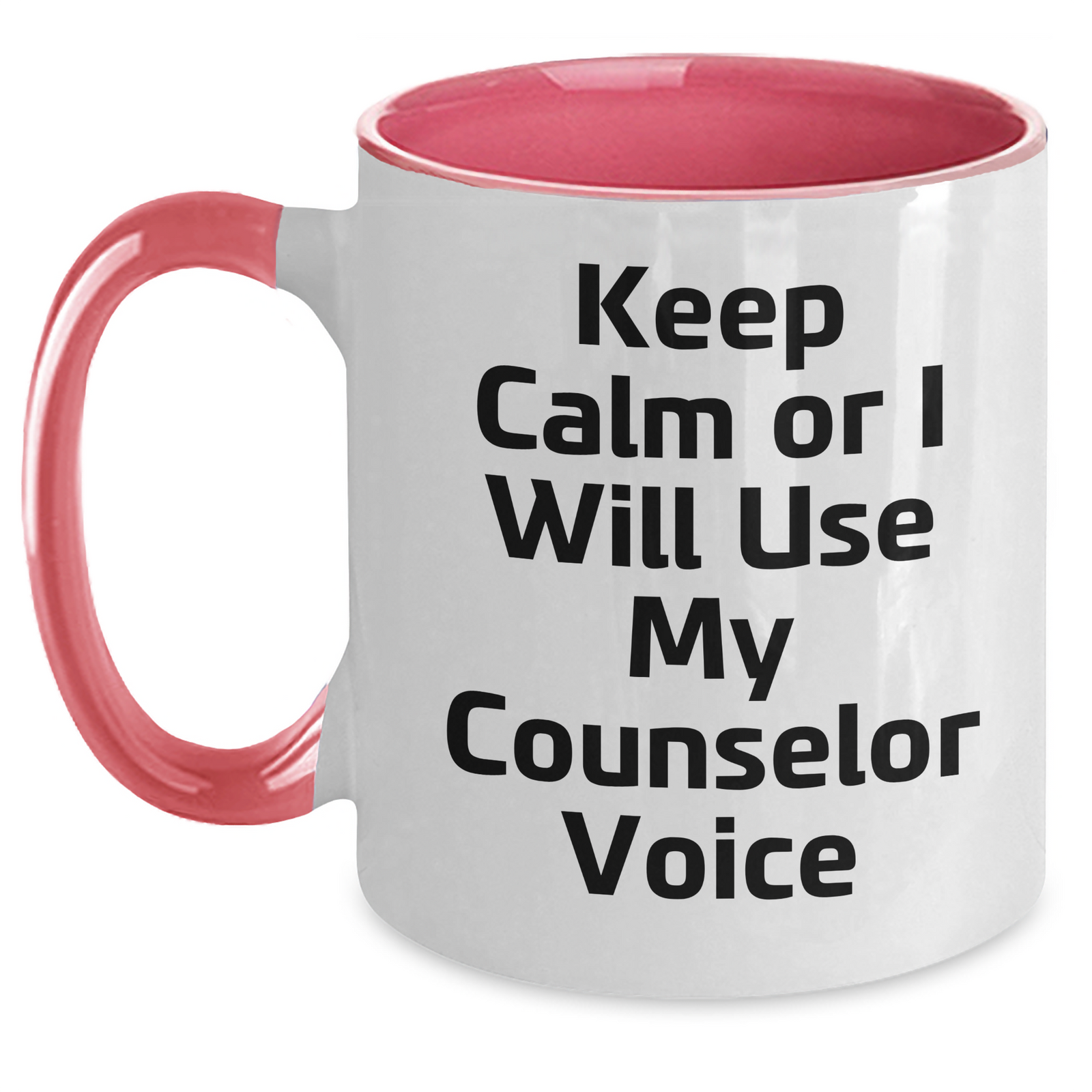 Counselor Gifts from Men - Keep Calm Or I Will Use My Counselor Voice Funny Two Tone Coffee Mug, Father's Day Unique Gifts for Counselor - Main
