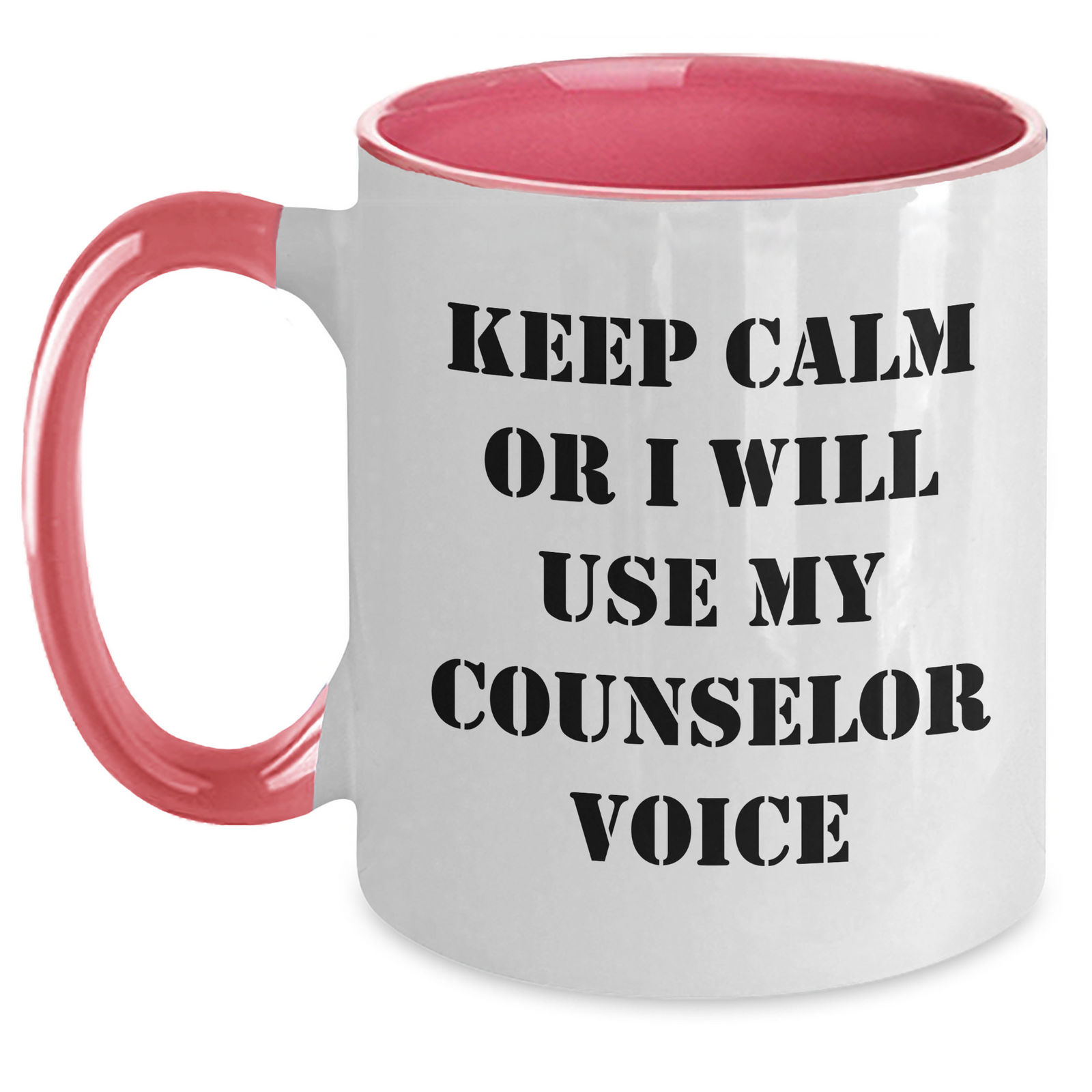 Funny Counselor Gifts for Men Keep Calm or I'll Use My Counselor Voice, Two Tone Coffee Mug for Father's Day - Main