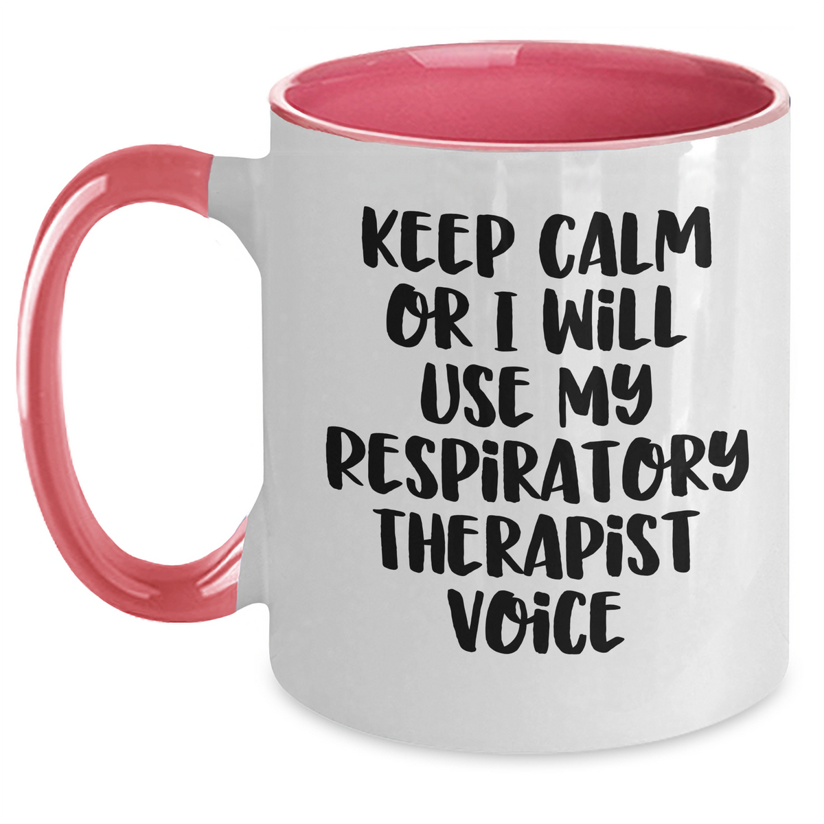 Respiratory Therapist Humor Gifts for Men, Funny 'Keep Calm Or I Will Use My Respiratory Therapist Voice' Two Tone Coffee Mug, Father's Day Unique Gifts from Family - Main