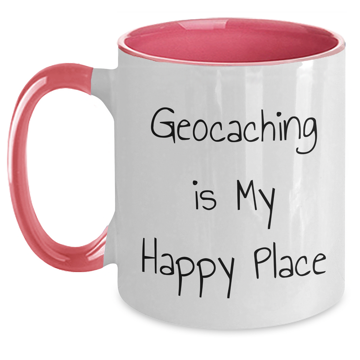 Geocaching Gifts for Dad's Happy Place, Funny Two Tone Coffee Mug, 'Geocaching Is My Happy Place' Quote, Father's Day Unique Gifts from Family - Main