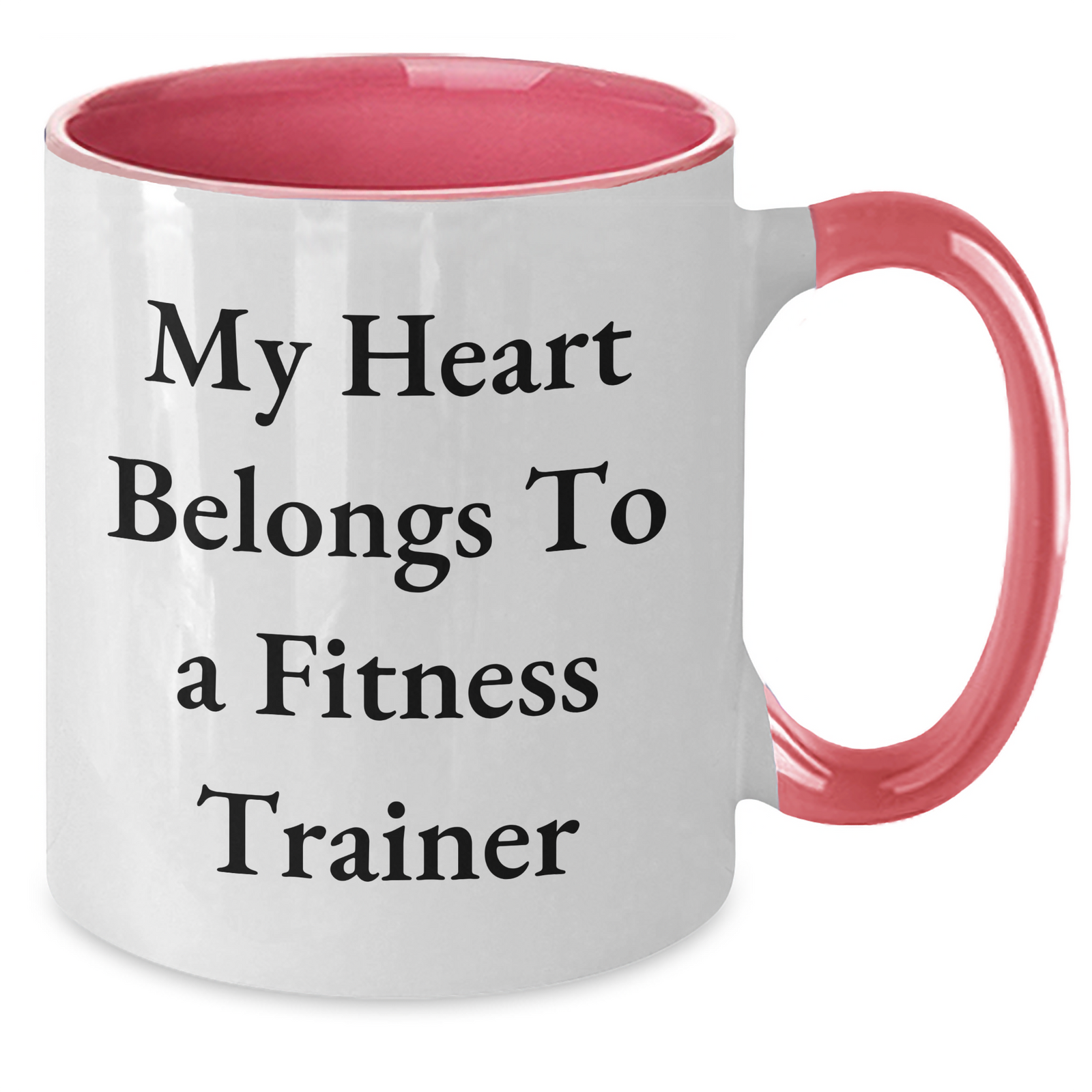 Funny Fitness Trainer Mugs, My Heart Belongs To A Fitness Trainer, Gifts from Men to Fitness Trainers, Unique Father's Day Unique Gifts for Fitness Trainers, Two Tone Coffee Mug, 11oz Ceramic - Additional