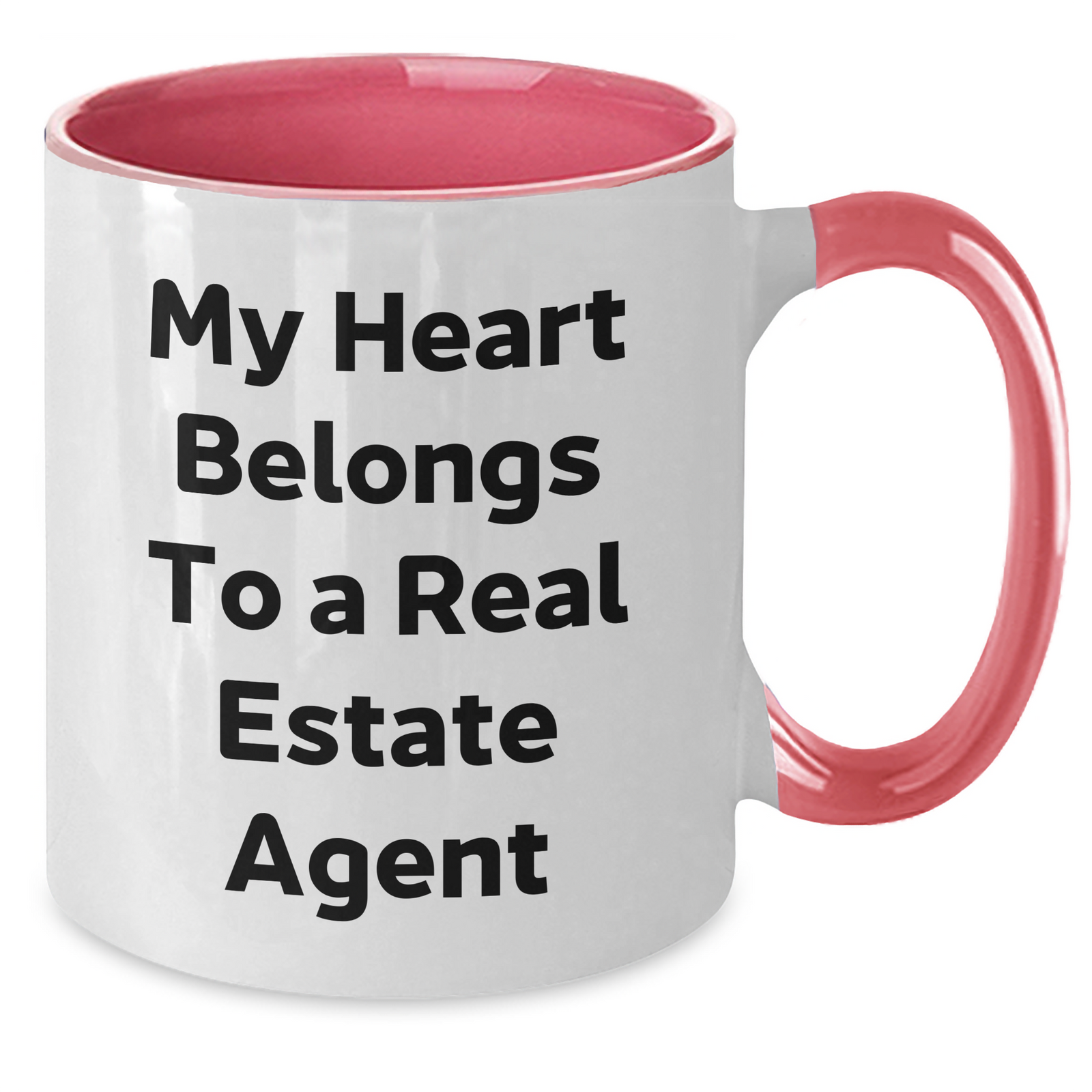 Funny Real Estate Agent Gifts from Friends and Family - My Heart Belongs To A Real Estate Agent Two Tone Coffee Mug for Him, Unique Father's Day Unique Gifts - Additional