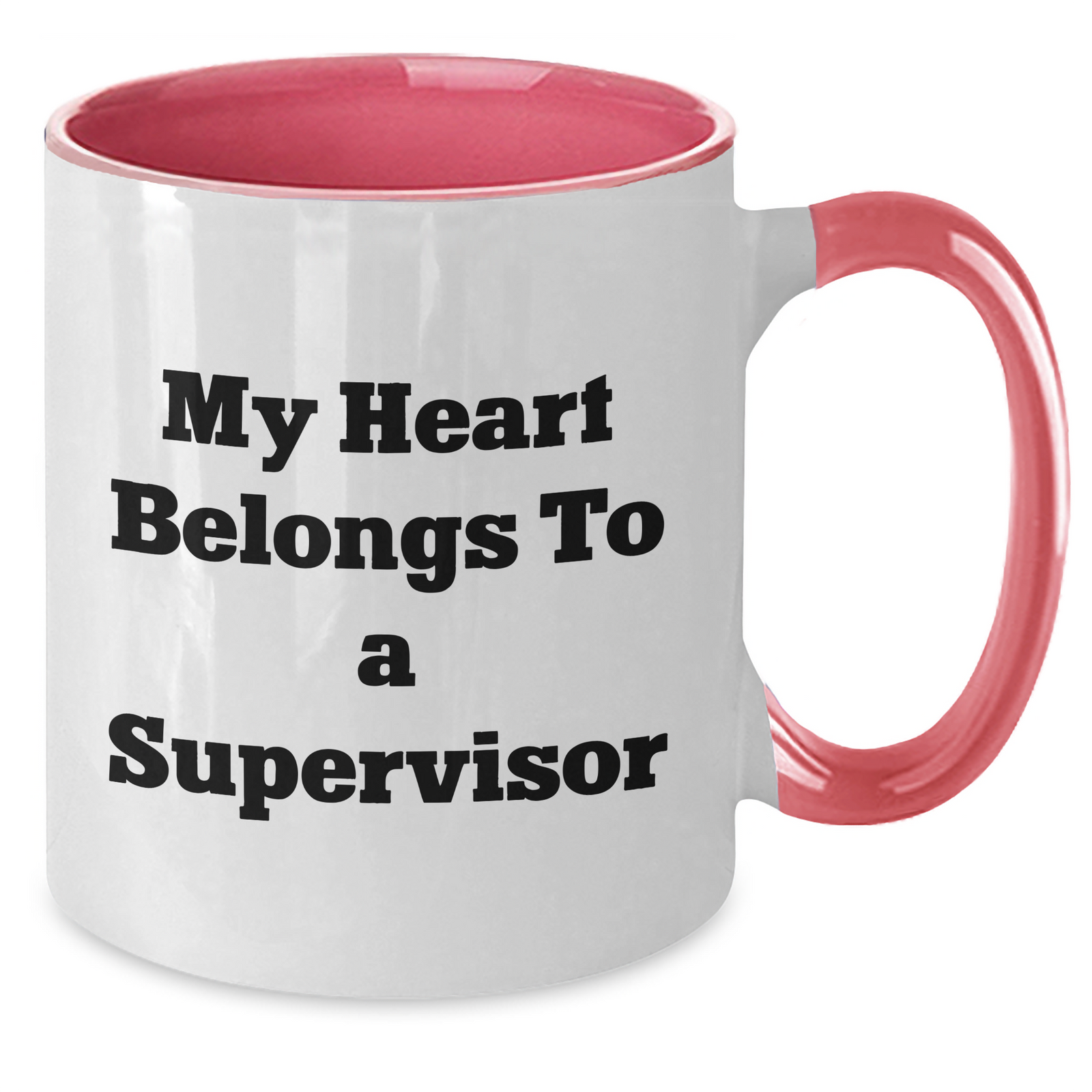 Funny Supervisor Gifts, My Heart Belongs To A Supervisor Two Tone Coffee Mug, Unique Father's Day Unique Gifts from Men to Supervisor, 11oz Ceramic Mug - Additional