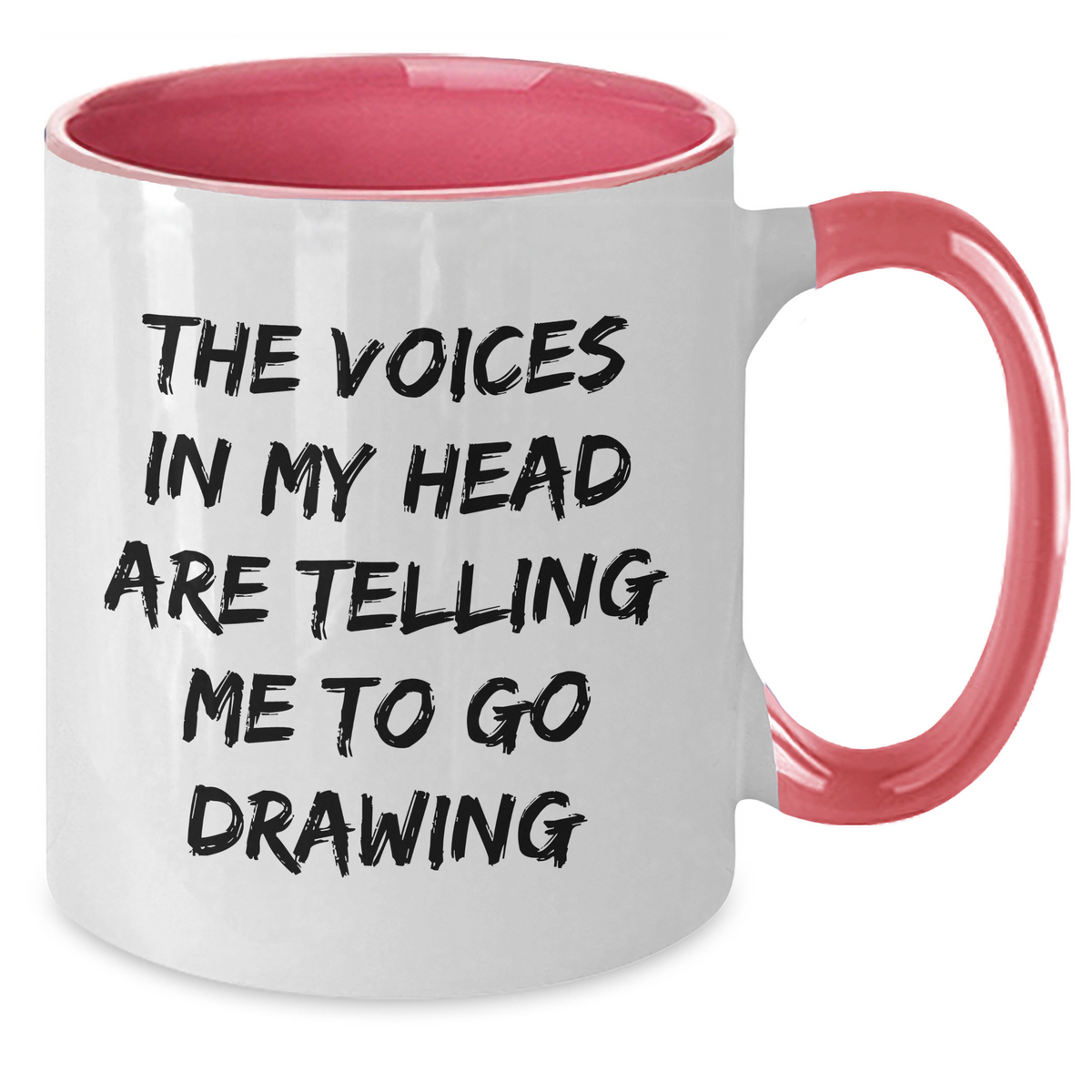 Funny Drawing Gifts for Him - 'The Voices In My Head Are Telling Me To Go Drawing' Two Tone Coffee Mug - Unique Father's Day Unique Gift from Men to Friends - Additional