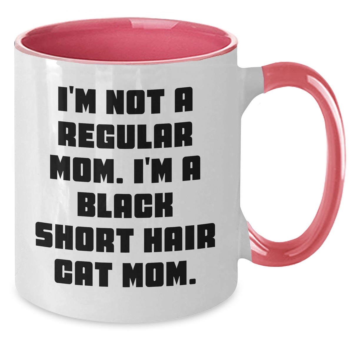 Funny Black Short Hair Cat Mom Gifts for Men from Women - Two Tone Coffee Mug, Black and White, Red and White, Navy and White, Pink and White - Additional
