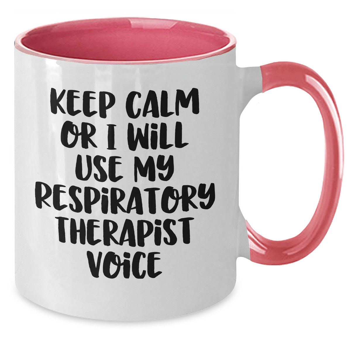 Respiratory Therapist Humor Gifts for Men, Funny 'Keep Calm Or I Will Use My Respiratory Therapist Voice' Two Tone Coffee Mug, Father's Day Unique Gifts from Family - Additional