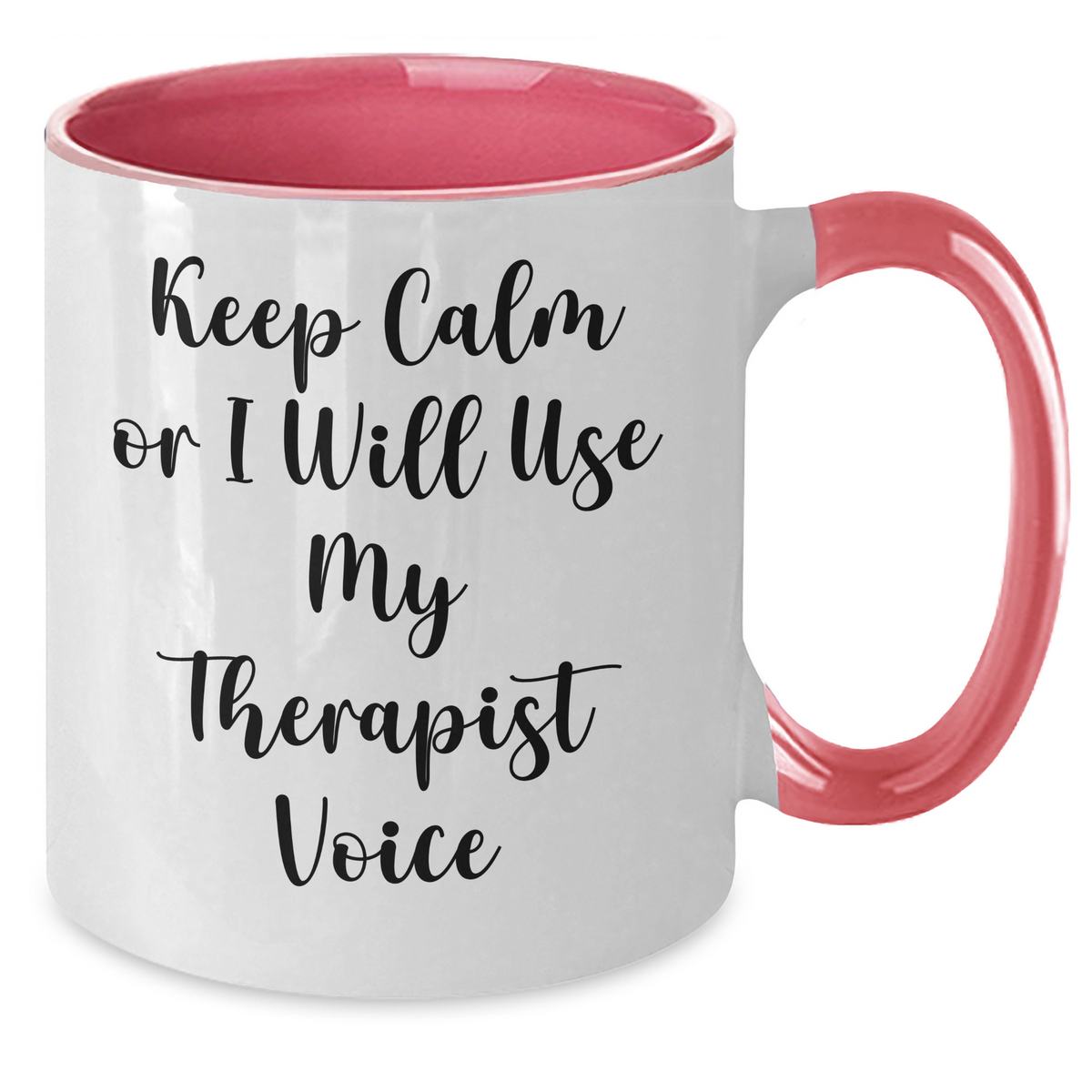 Therapist Gifts from Friends for Father's Day - Keep Calm or I'll Use My Therapist Voice, Two Tone Coffee Mug, Funny Quote, Therapist Mug, Unique Gift for Men, Gift from Family, Gift for Dad - Additional