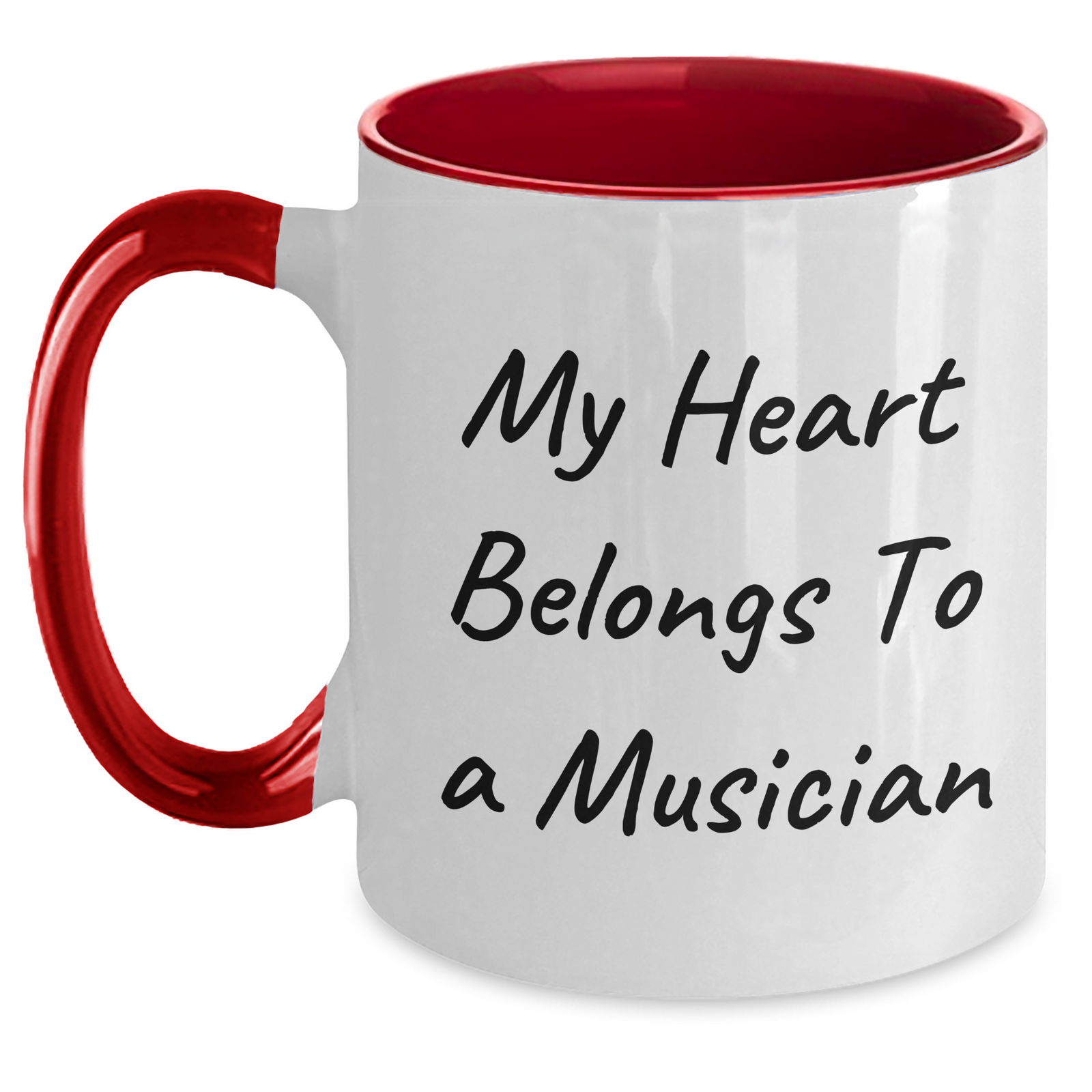 Funny Musician Gifts from Mom - My Heart Belongs To A Musician Two Tone Coffee Mug for Musician, Unique Mother's Day Unique Gifts for Friends - Main