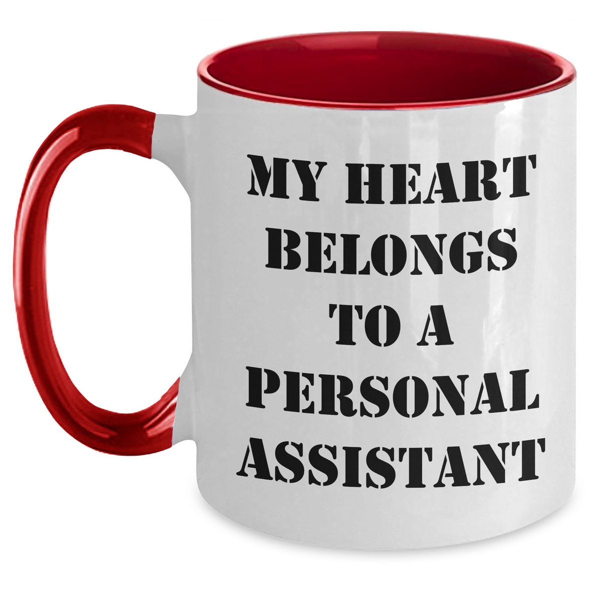 Funny Personal Assistant Gifts from Men, Women, Friends, and Family - Heart Belongs to PA Two Tone Coffee Mug - Main