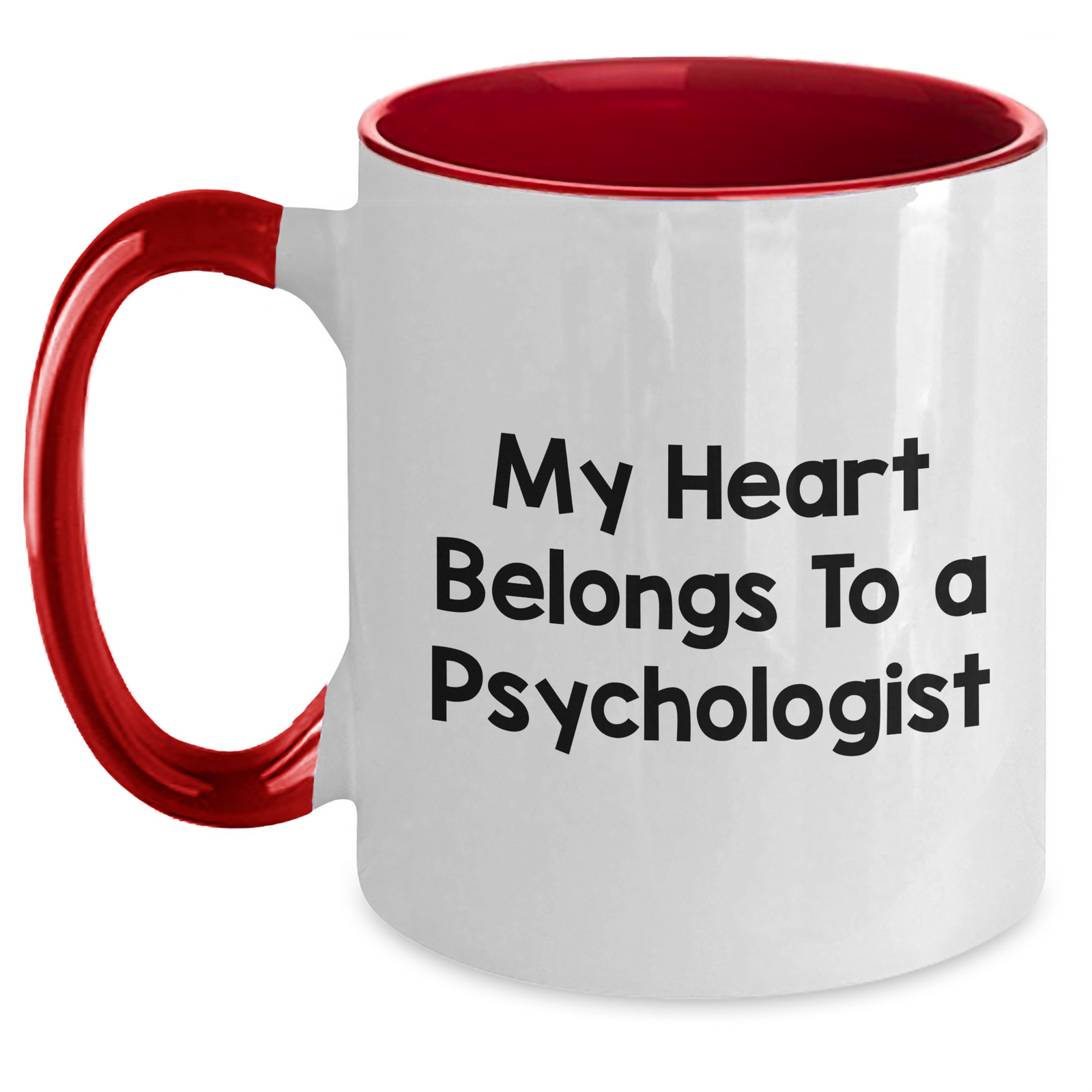 Funny Psychologist Gifts, My Heart Belongs To A Psychologist Two Tone Coffee Mug, Gifts from Men to Psychologists for Father's Day - Main