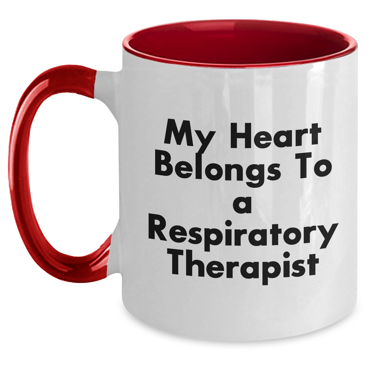 Funny Respiratory Therapist Gifts from Men - My Heart Belongs To A Respiratory Therapist Two Tone Coffee Mug for Dad, Father's Day Unique Gifts for Respiratory Therapist - Main