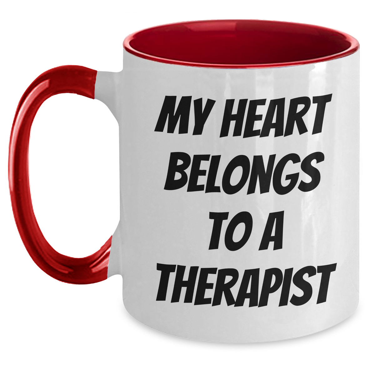 Funny Therapist Gifts from Men - My Heart Belongs To A Therapist Two Tone Coffee Mugs for Father's Day - Main