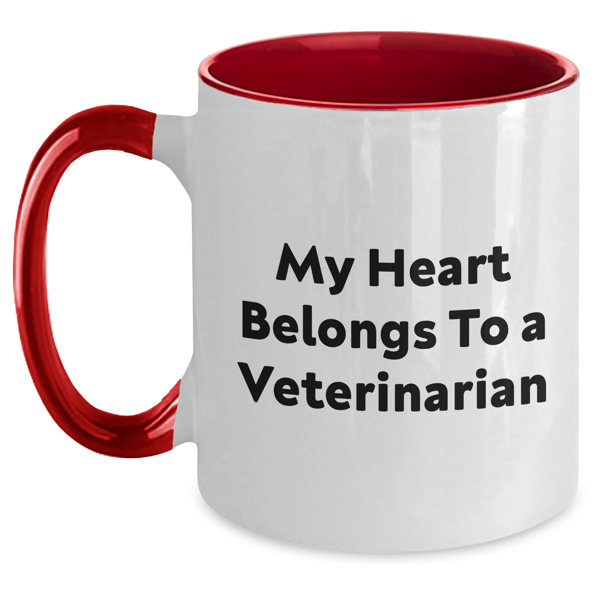 Funny Veterinarian Gifts, My Heart Belongs To A Veterinarian Two Tone Coffee Mug, Father's Day Unique Gifts from Friends to Men - Main