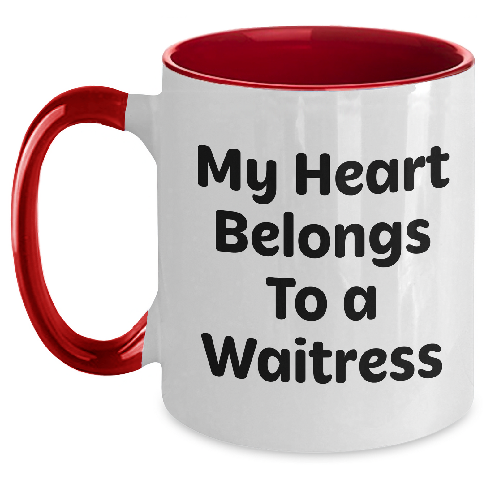 Funny Waitress Gifts from Men to Women, My Heart Belongs To A Waitress Two Tone Coffee Mugs for Father's Day Unique Gifts to Waitress, 11oz Ceramic Microwave Dishwasher Safe - Main