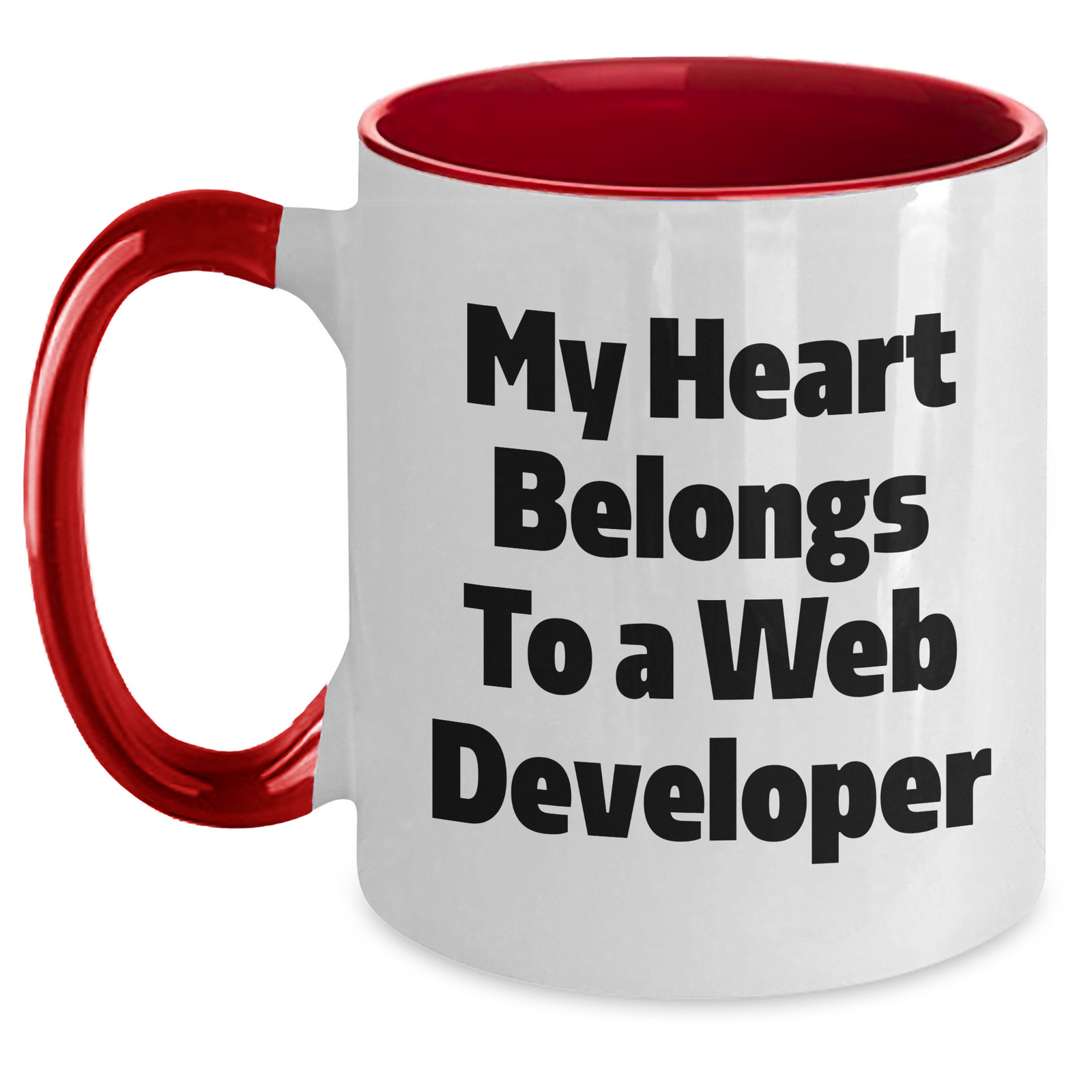 Funny Web Developer Gifts from Mom to Son, My Heart Belongs to a Web Developer Two Tone Coffee Mug for Father's Day - Main