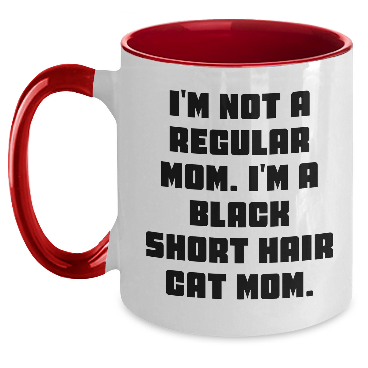 Funny Black Short Hair Cat Mom Gifts for Men from Women - Two Tone Coffee Mug, Black and White, Red and White, Navy and White, Pink and White - Main