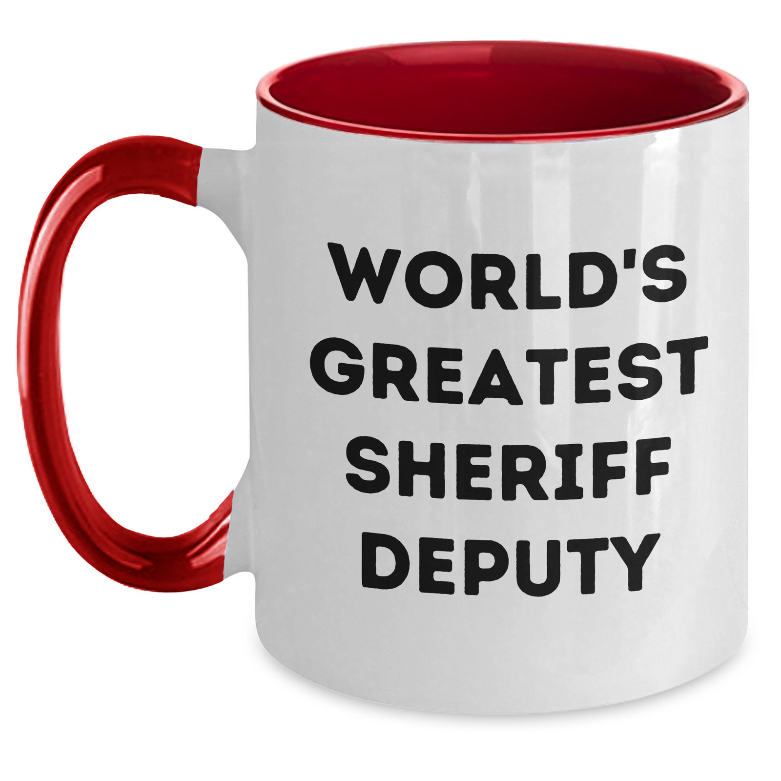 Funny Sheriff Deputy Gifts from Friends and Family - World's Greatest Sheriff Deputy Two Tone Coffee Mug for Men and Women - Unique Mother's Day Unique Gift - Main