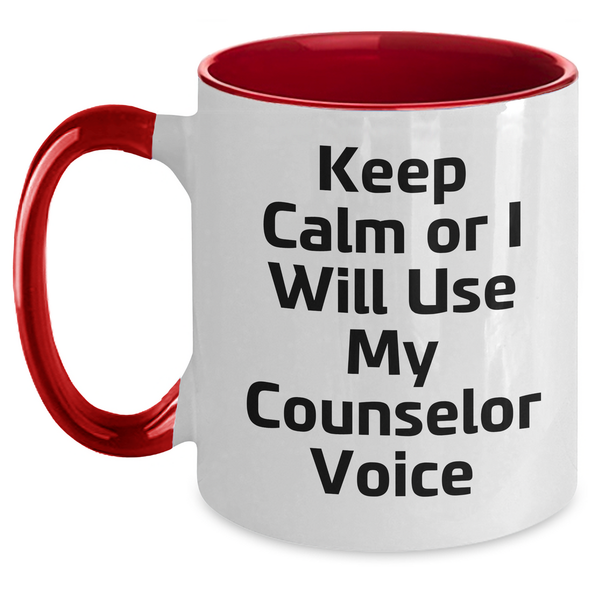 Counselor Gifts from Men - Keep Calm Or I Will Use My Counselor Voice Funny Two Tone Coffee Mug, Father's Day Unique Gifts for Counselor - Main