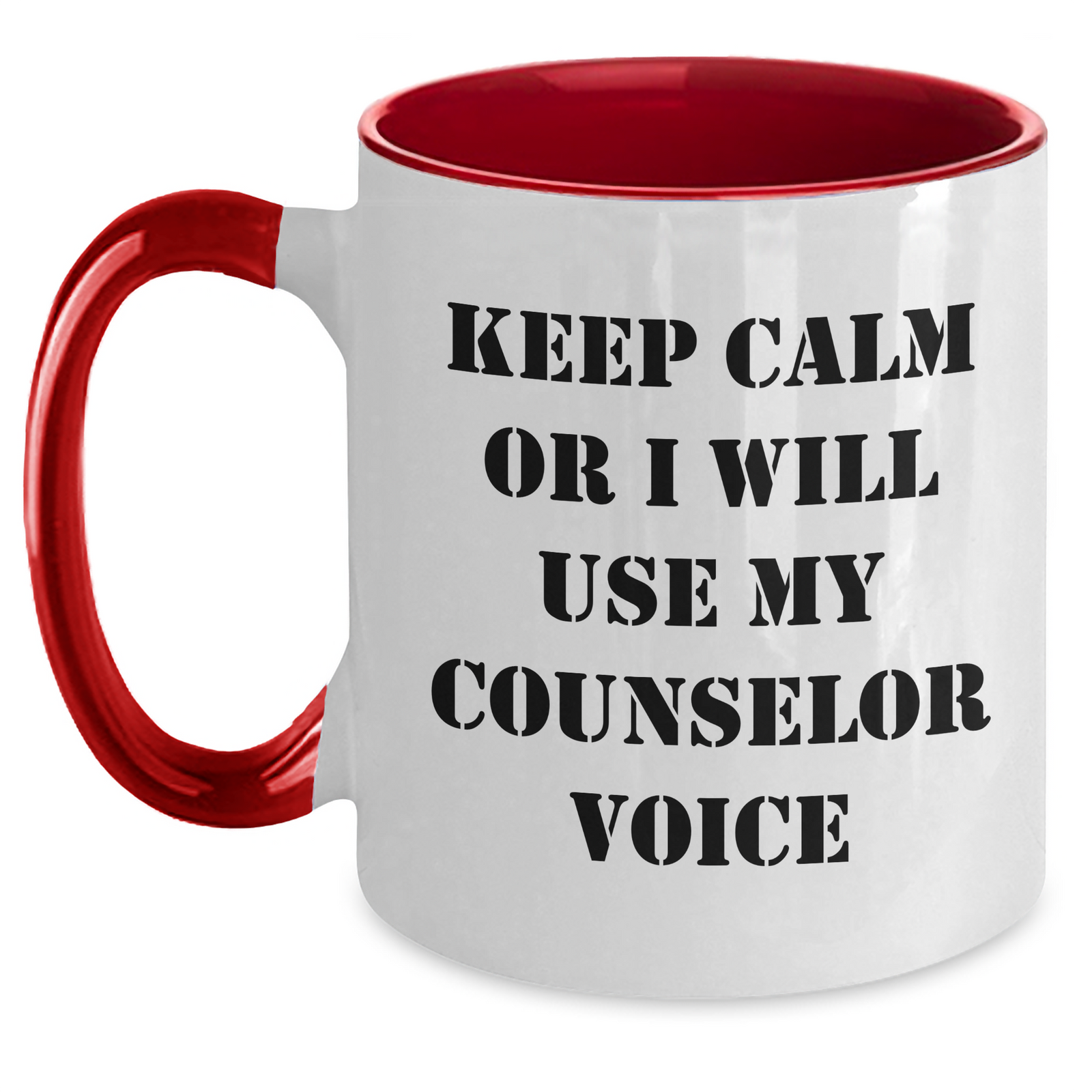 Funny Counselor Gifts for Men Keep Calm or I'll Use My Counselor Voice, Two Tone Coffee Mug for Father's Day - Main